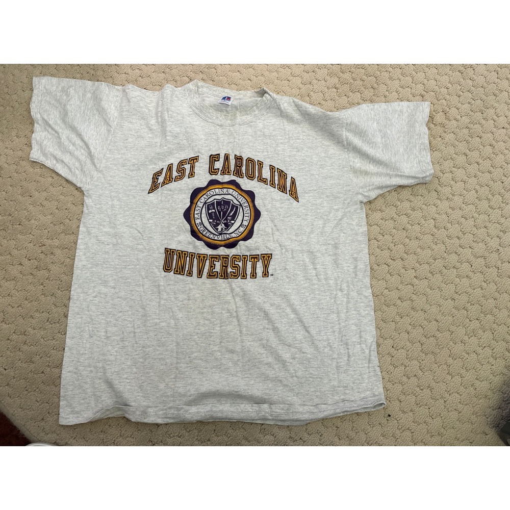 Vintage Russell Athletic East Carolina University ECU T-Shirt Gray XL USA Made